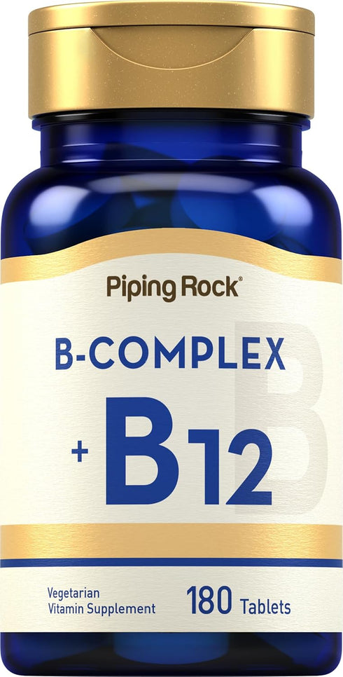 Piping Rock Vitamin B Complex, 180 Tablets, with B12, Vegetarian, Non-GMO, Gluten Free
