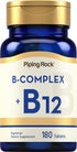 Piping Rock Vitamin B Complex, 180 Tablets, with B12, Vegetarian, Non-GMO, Gluten Free