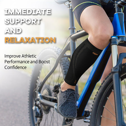 Copper Calf Compression Sleeves - Shin Splint Compression Sleeve for Pain Relief and Varicose Veins (1 Pair)