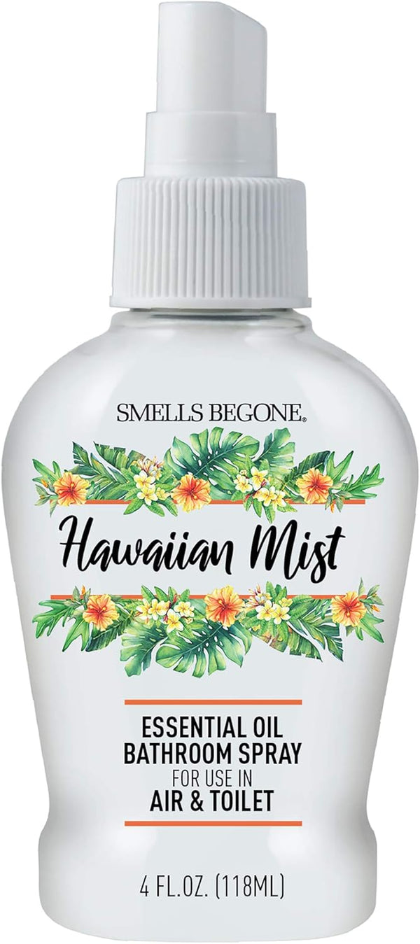 SMELLS BEGONE Essential Oil Air Freshener Bathroom Spray, 4 oz, Hawaiian Mist Scent