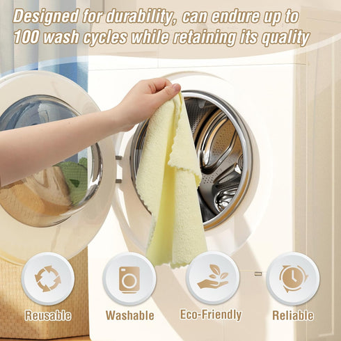Microfiber Cleaning Cloths Roll, 75 Pack, 11.8" x 11.8", Lint Free, Quick Dry, Ultra Absorbent, Reusable Rags