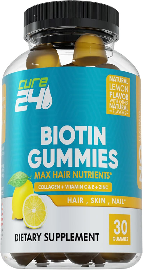 Biotin Gummies with Vitamin C, E, Collagen, and Zinc, biotin gummies for hair growth, Nail, Skin, Support, Made in USA