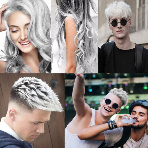 White Hair Color Wax, Natural Hairstyle Wax 4.23 oz, Temporary Cream for Party, Cosplay, Halloween