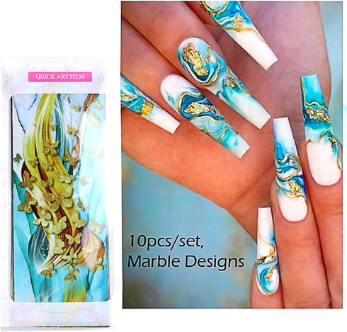 Marble Texture Nail Foil Transfer Stickers, Colorful Oil Painting Designs Nail Foil Decals for Women Girls DIY Tips