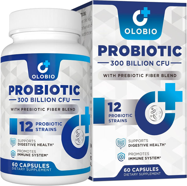 300 Billion CFU Probiotic Supplement, 60 Counts - Probiotics for Digestive Health, Immune Support, 12 Strains + 3