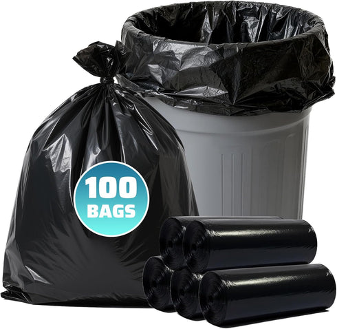 Zokaitwy 30-35 Gallon Trash Bags 100 Count, 21 Micron HDPE, Durable & Tear-Resistant