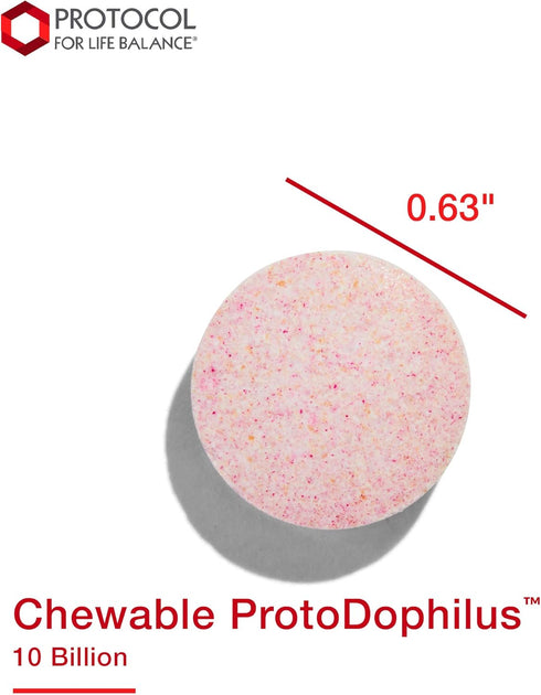 Protocol Chewable Protodophilus, 10 Billion CFU Probiotic for Adults & Kids, Vegan & Halal, 60 Chewables