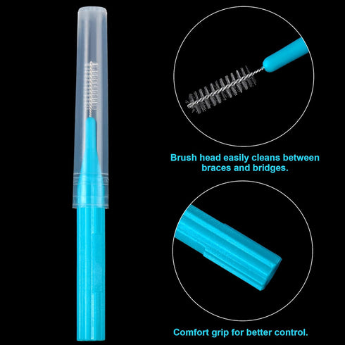 100 Pieces Braces Brush for Cleaner Interdental Brush Toothpick Dental Hygiene Flosser (Light Blue, Pink, Yellow, Light