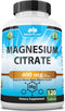 Magnesium Citrate 400 mg - Essential Mineral for Heart, Muscle, & Digestion Support - Non-GMO - 120 Tablets High Potency