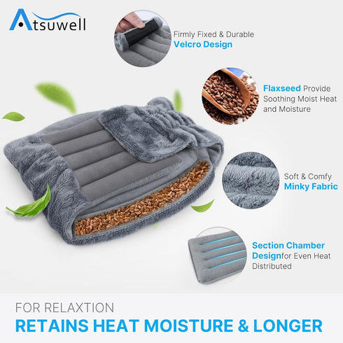 Atsuwell Microwave Heating Pad for Knee Pain Relief, Microwavable Heated Knee Wrap for Muscle, Joint Treatment, 2 Packs