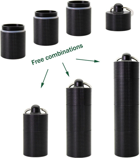 PPFISH EDC 3 PPFISH Portable Daily Pill Case, Compartments Anti-Skid Aluminum Alloy Waterproof Pill Box Dispenser