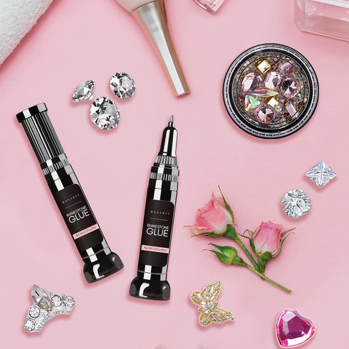 Makartt Nail Rhinestone Glue Gel, Upgrade Gel Nail Glue with Brush & Pen Tip, Super Strong Adhesive for Nail Charms