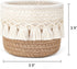 Mkono Macrame Makeup Brush Holder, Organizer Comb Brushes Mini Storage Basket Set of 2, Boho Decor Baskets, Yellow and