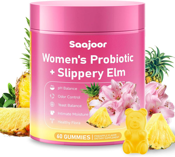 Women Probiotic Slippery Elm Gummies - Supports pH Balance, Digestive & Immune