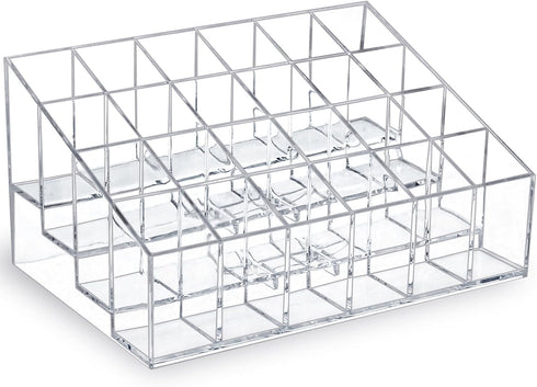 Lipstick Organizer, Small Clear Plastic Compact Holder with 24 Slots for Lip Gloss, Chapstick