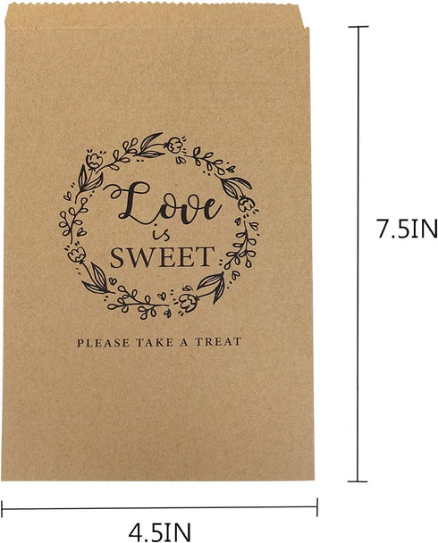 FRIDAY NIGHT 50Pcs Wedding Favors Candy Buffet Bags, Brown Kraft Paper Favor Bags for Snacks or Cookie Buffets