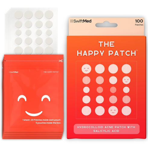 The Happy Patch, Hydrocolloid Acne Patch with Salicylic Acid for Face, Blemishes, Spot Treatment, 100 Count