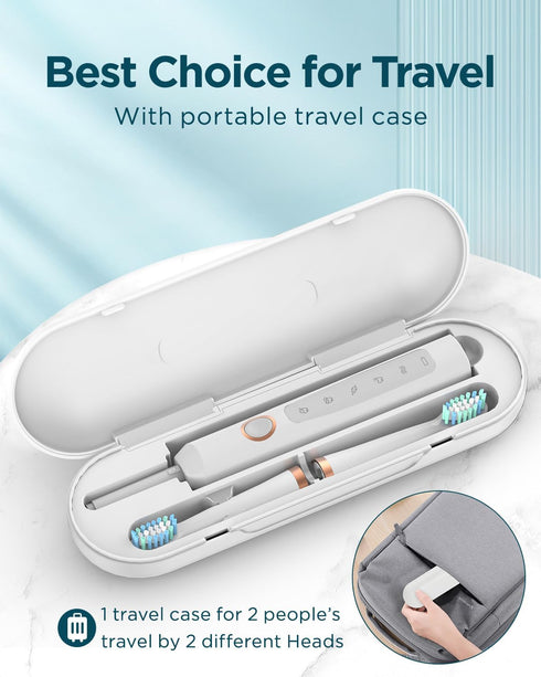 Rtauys M5 Sonic Electric Toothbrush for Adults, Rechargeable with 8 Brush Heads & Travel Case, 120 Days on 3 Hours