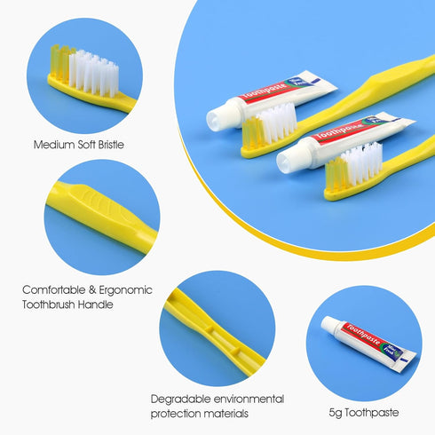 Disposable Toothbrushes with Toothpaste - 100 Packs, Individually Wrapped Travel Size for OCC, Airbnb, Dentist, Office