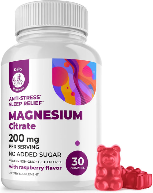 DR. MORITZ Magnesium Gummies Sugar-Free - Calm Supplement for Children, 30 Count Chews for Kids & Adults
