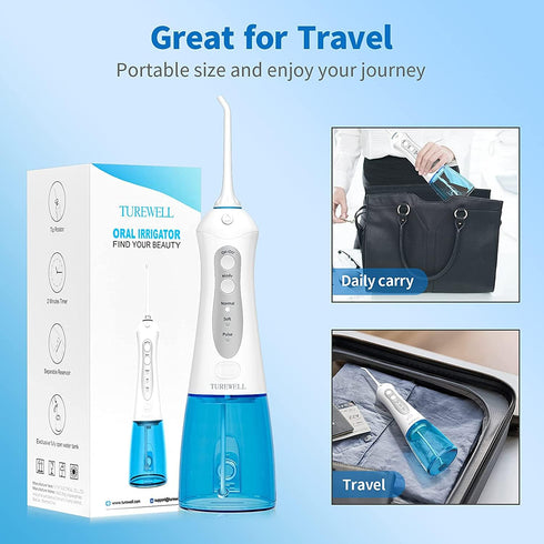 Cordless Water Dental Flosser, Portable Rechargeable Teeth Pick, 3 Modes, 4 Jet Tips, 300 ML IPX7 Waterproof