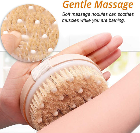 Premium Face Scrubber Set, Natural Bristle Facial Cleansing Brush for Sensitive Skin, 1 Pack Dry Body Brush