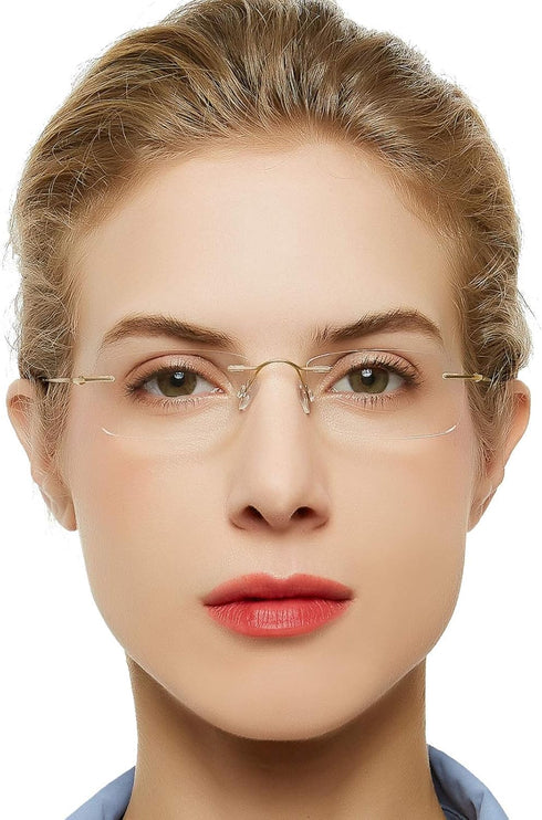 OCCI CHIARI Reading Glasses, 1.75 Magnification for Women Men, Trendy Reader with Titanium Frameless Clear Lens