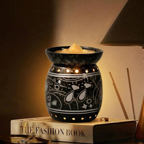 TTJ Ceramic Wax Melt Warmer with Plug-in, Electric Fragrance Warmer for Home Decor, Crackle Glaze Oil Burner with Night