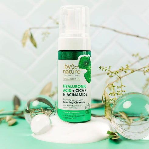 By Nature Foaming Cleanser with Hyaluronic Acid + Cica, Hydrating Face Cleanser for Bright Skin, 5 fl oz