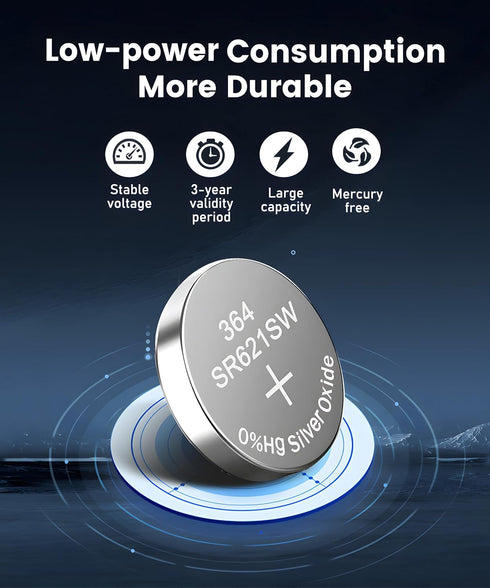 364 SR621SW 364/363 LR621 V364 AG1 Battery 20 Pack, 1.55V Silver Oxide Battery for Scale, Watch Batteries