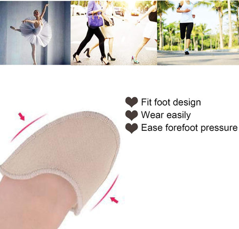 Toe Pouches Pads, Gel Cover for Women's 6-10, Protects Toes or Feet for Dance, Ballet, Point Shoes - 1 Pair