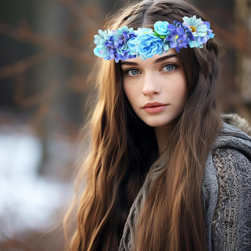 Vivivalue Women Floral Crown Rose Flower Headband, Hair Wreath Floral Headpiece Halo for Wedding Party