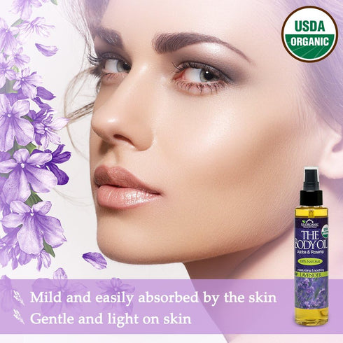 US Organic Body Oil - Elegant Lavender - Jojoba and Rosehip Oil, Certified Organic, 5 Fl.oz.