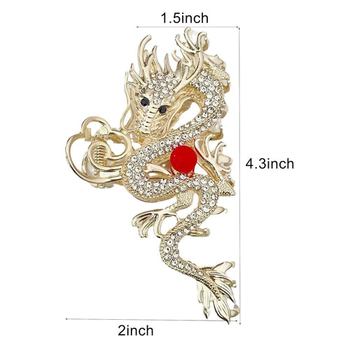 Large Metal Rhinestone Dragon Hair Claw Clips, Spring Festival Hair Accessories for Women Girls, Non-slip Hair Barrettes