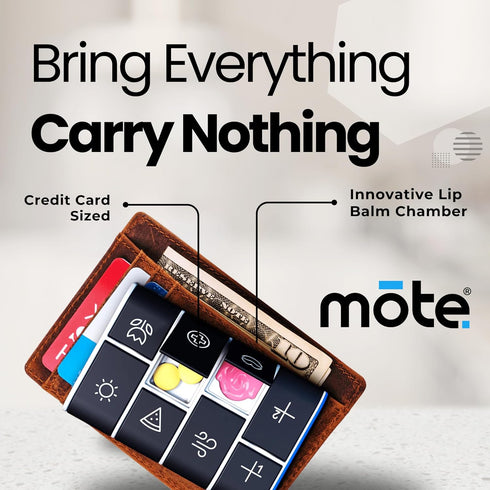 Mote Pillbox 7 Wallet Credit Card Size Carry Medications, Pills Day Weekly Organizer Pill case, Mini, Small Holder