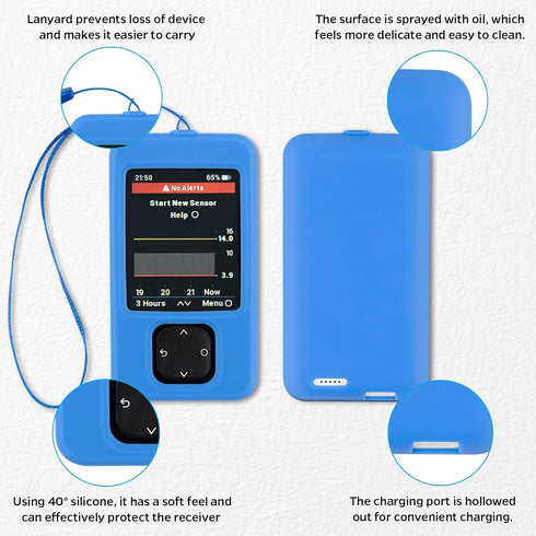 Dexcom G7 Receiver Case with Wrist Lanyard and 2PCS Screen Protector (Tricolor Mixing)