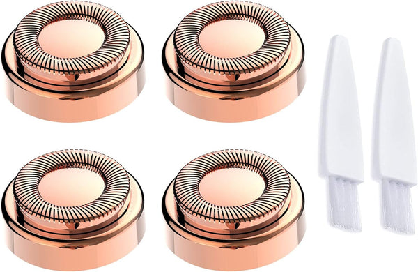 LinMei 4 PCS Facial Hair Remover Replacement Heads Compatible with Finishing Touch Tool, 18K Gold Blades & Cleaning