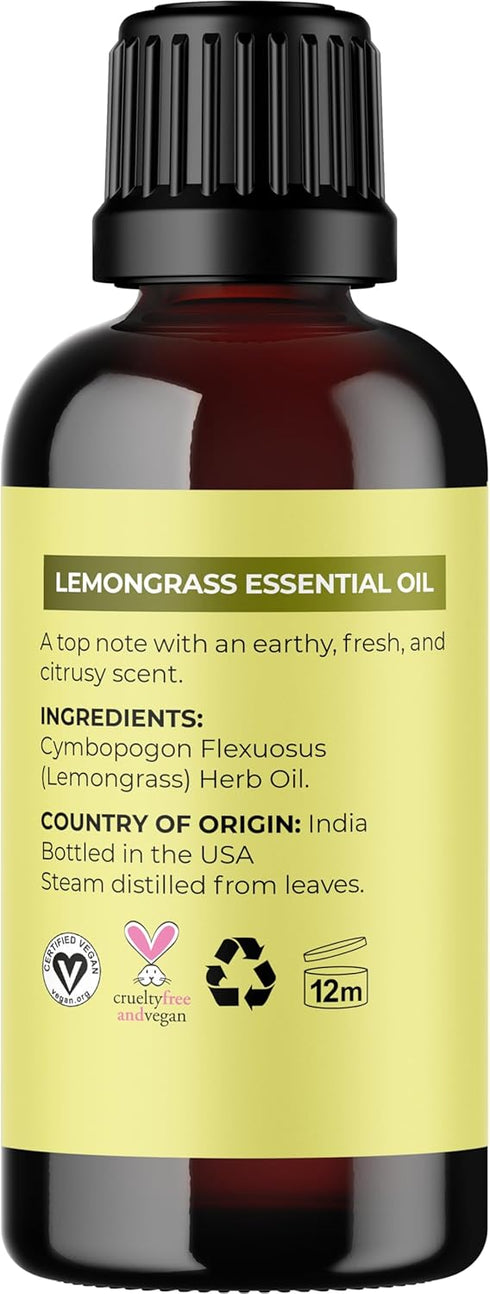 Refreshing Lemongrass Essential Oil by Maple Holistics - Aromatherapy Oil for Hair, Skin, and Diffusers