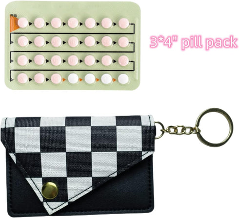 Stylish Black and White Envelope-Shaped Keychain for Birth Control Pills