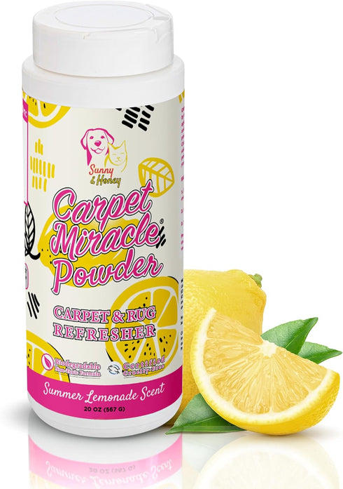 Sunny & Honey Carpet Powder Miracle, Biodegradable Non-Toxic Dry Carpet Cleaner Powder, Summer Lemonade Scent 20 Oz