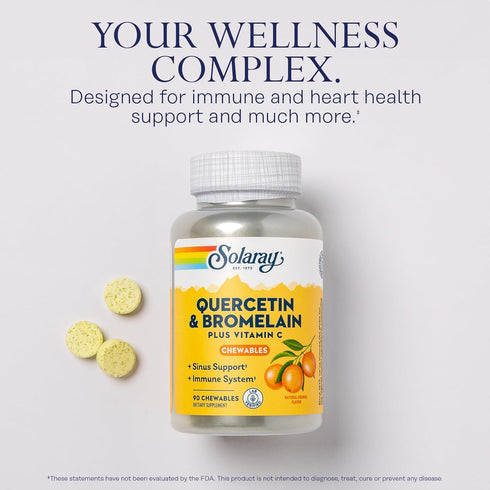 SOLARAY Quercetin with Bromelain and Vitamin C Chewables, Immune Support Supplement, 90ct