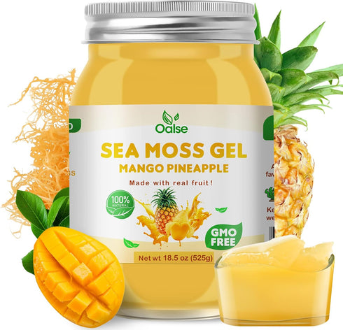 Sea Moss Gel - 18.5OZ Mango Pineapple Flavor Organic Raw Nutritious Sea Moss Gel Rich in 102 Vitamins and Minerals,