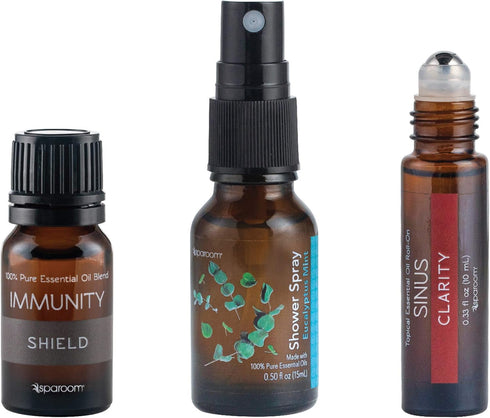 SpaRoom Immunity Travel Kit, Immunity Essential Oil Blend, Eucalyptus Mint Shower Spray,
