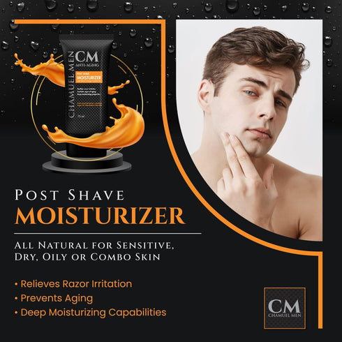 Men Anti Aging Daily Aftershave for Men - All Natural Mens Face Cream and Moisturizer with Argan, Shea & Aloe Facial Fuel for Sensitive, Dry, Oily or Combo Skin, 2.6 oz