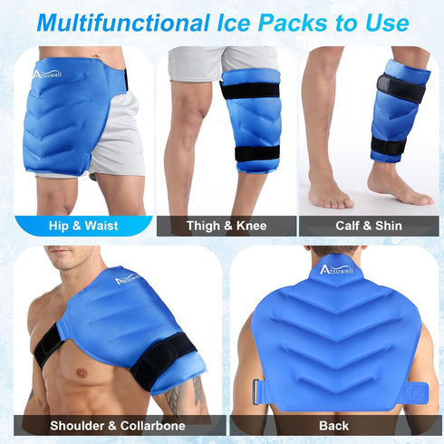 Atsuwell XL Hip Ice Pack Wrap - Gel Cold Pack for Bursitis Pain Relief, Soft Plush Lined for Hip Injuries