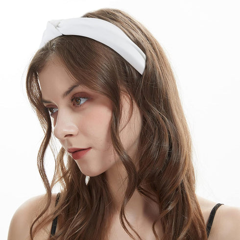 YISSION 4PCS Knotted Headbands, Non Slip Wide Fashion Accessories for Women and Girls, Black and White