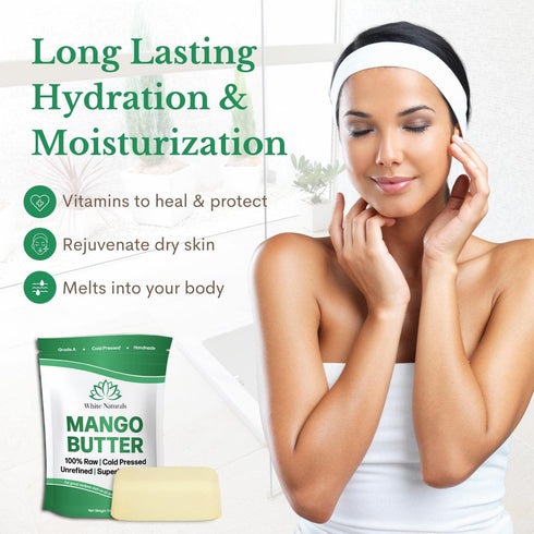 Unrefined Mango Butter 8 oz, Raw Natural Grade A Moisturizer for DIY Body Butters, Soap, Lotions, and Lip Balm