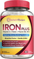 Doctor's Recipes Iron Supplement: Non-Constipating, Gentle Iron Pills with Vitamin C, B6, Folate & B12