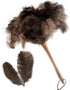 THARAHT 1PCS Ostrich Feather Duster, Fluffy Natural with Wood Handle, Reusable for Cleaning Keyboard and Home