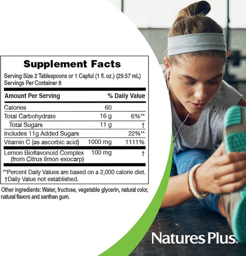 NaturesPlus Liquilicious Vitamin C Liquid, 1000 mg, 8 fl oz - Orange Flavor Antioxidant Supplement
